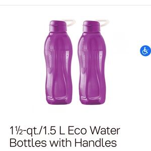 Tupperware 2 Purple Eco Water Bottle with Handles